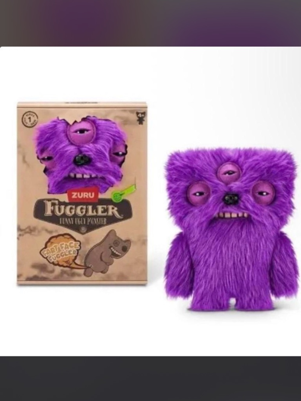 NWT Zuru Fart Face Fuggler Funny Ugly Monster Plush -purple 3 eyed alien 9”